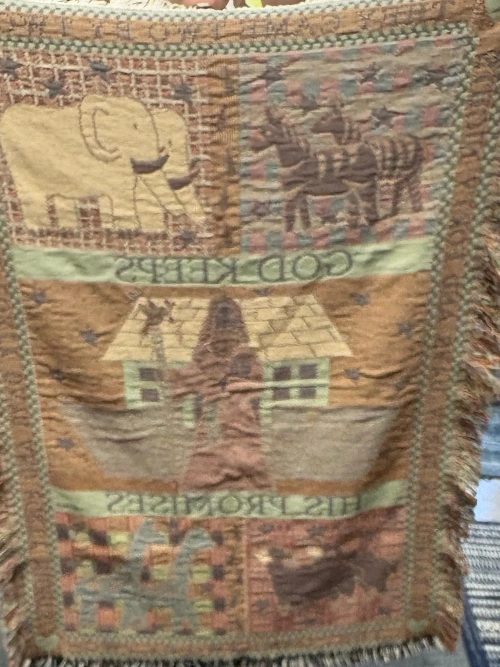 Vintage Faith-Inspired Noah's Ark Woven Throw Blanket Coco Downey Design